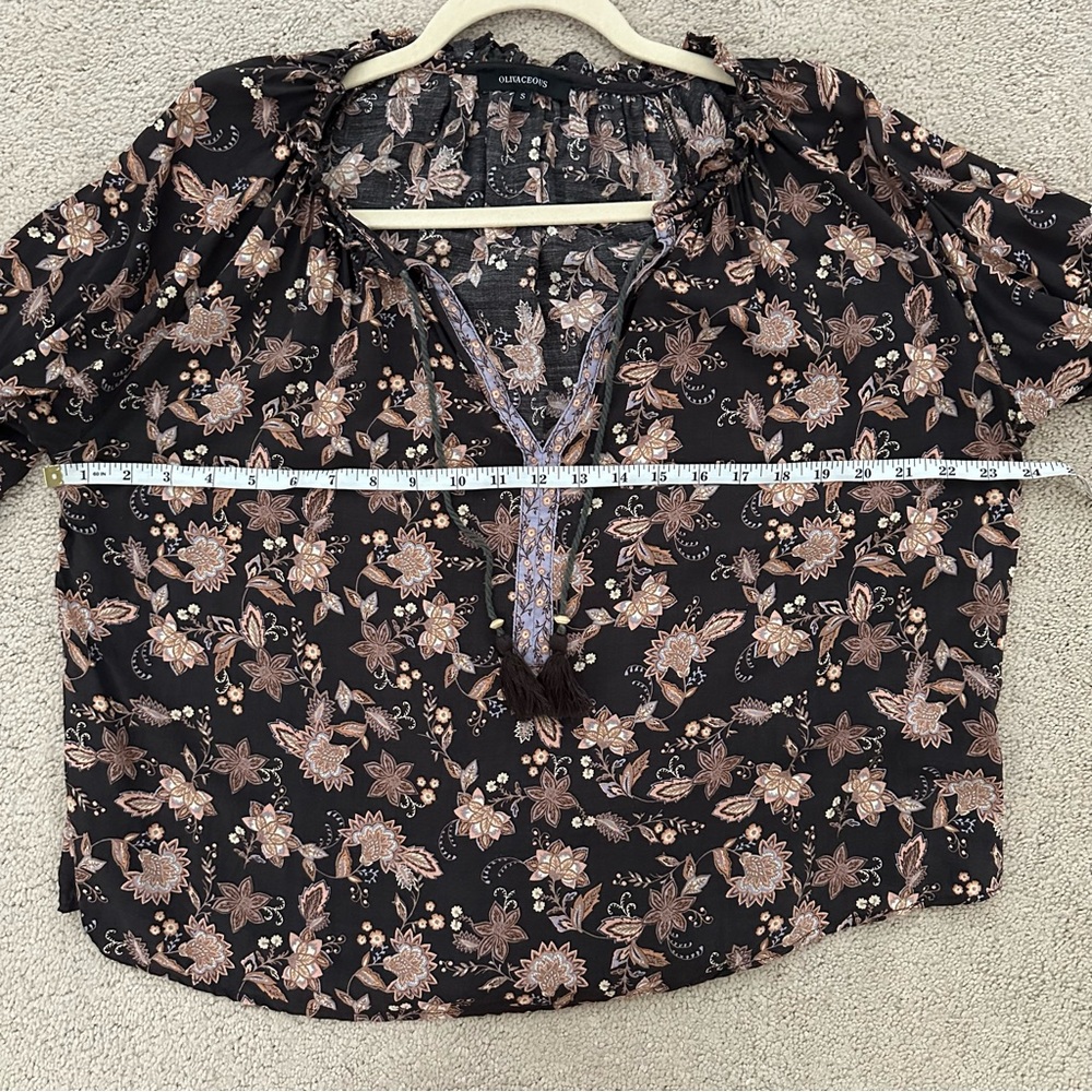 Floral Paisley Print Boho Peasant Blouse - Picture 15 of 17